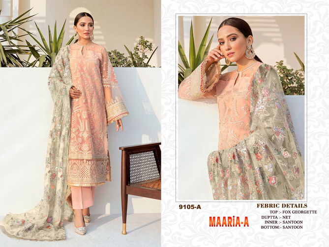 Maaria A 9105 Heavy Festive Wear Designer Georgette Embroidery Salwar Kameez